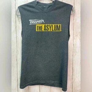 Insanity "The Asylum"  Gray Sleeveless T-Shirt Size Small Workout/Gym